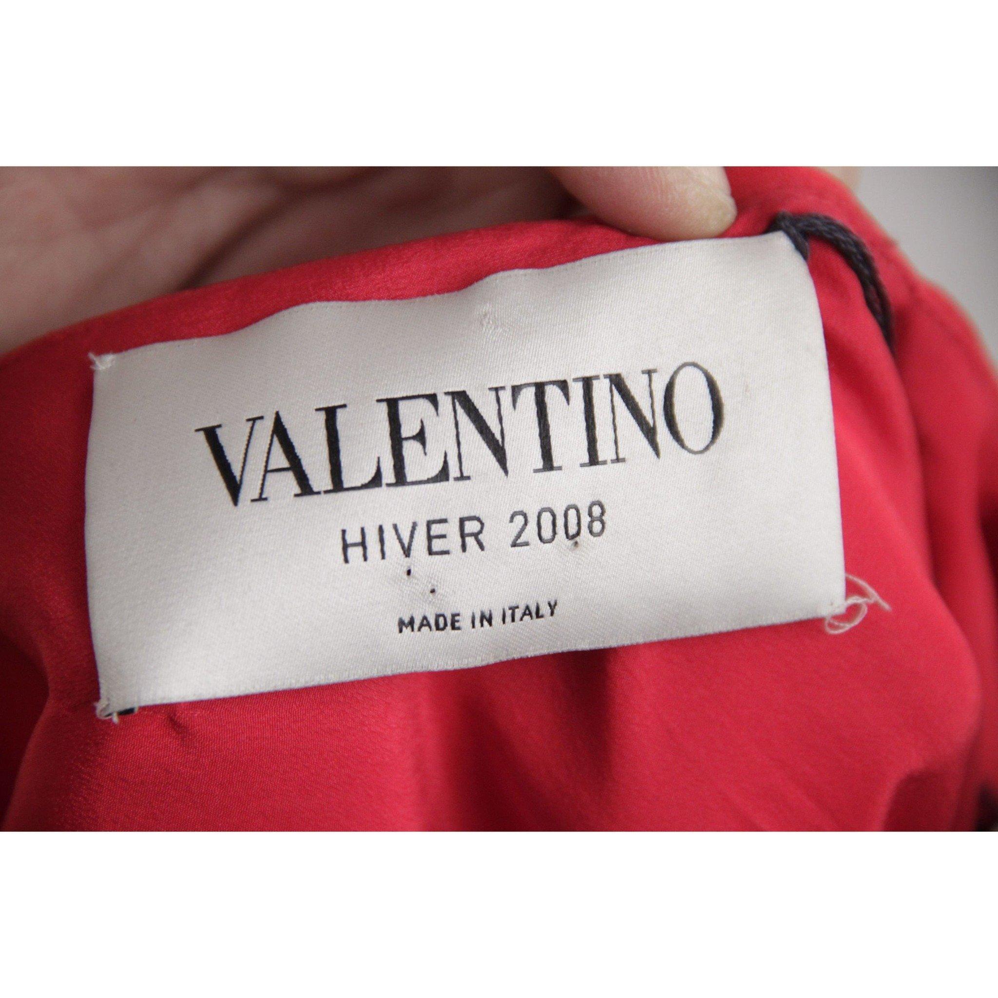 VALENTINO Red Silky V NECK Sheath DRESS w/ Ruches WINTER 2008 2