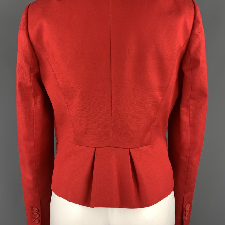 VALENTINO RED Size 8 Red Stretch Cotton Cropped Blazer For Sale at 1stDibs
