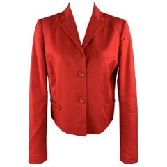 VALENTINO RED Size 8 Red Stretch Cotton Cropped Blazer