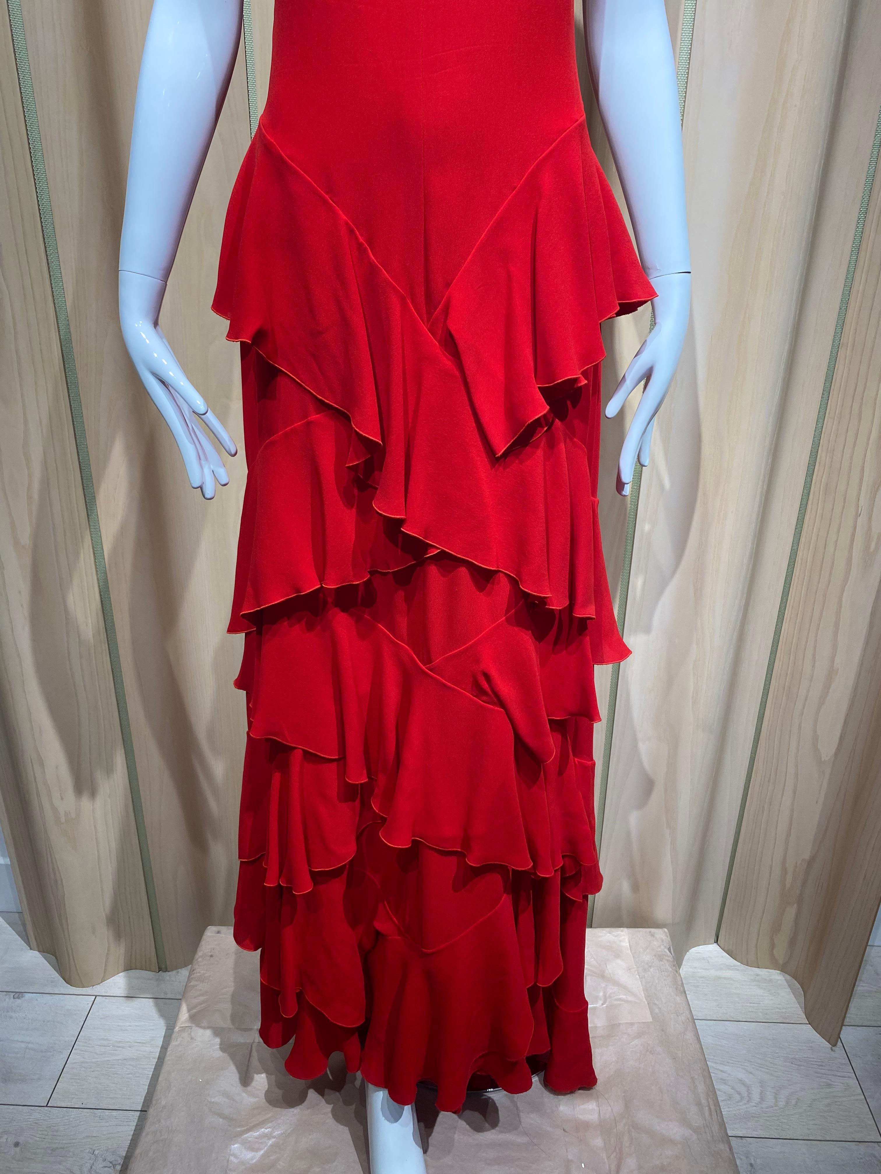 Women's Valentino Red Sleeveless Gown