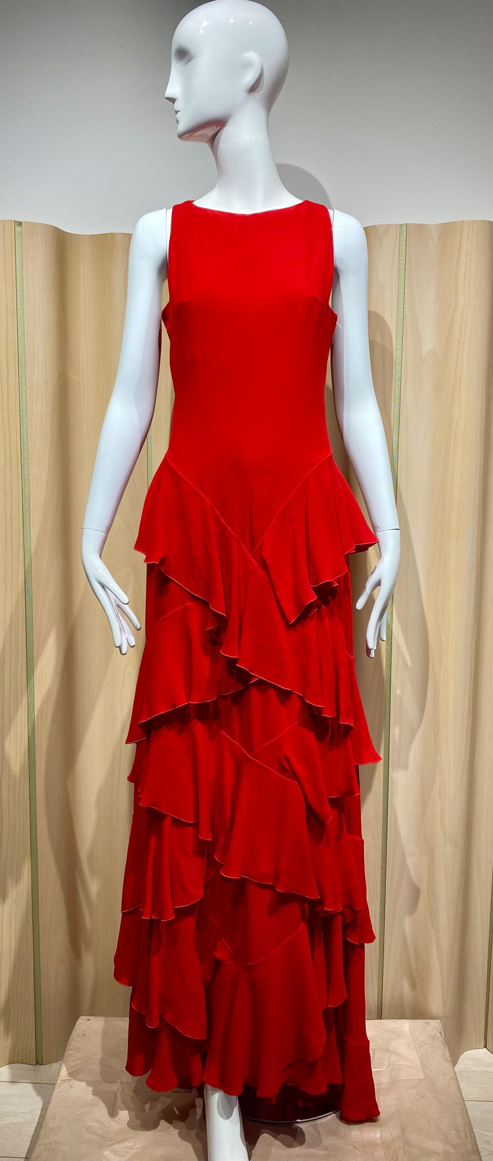 Valentino Red Sleeveless Gown 3
