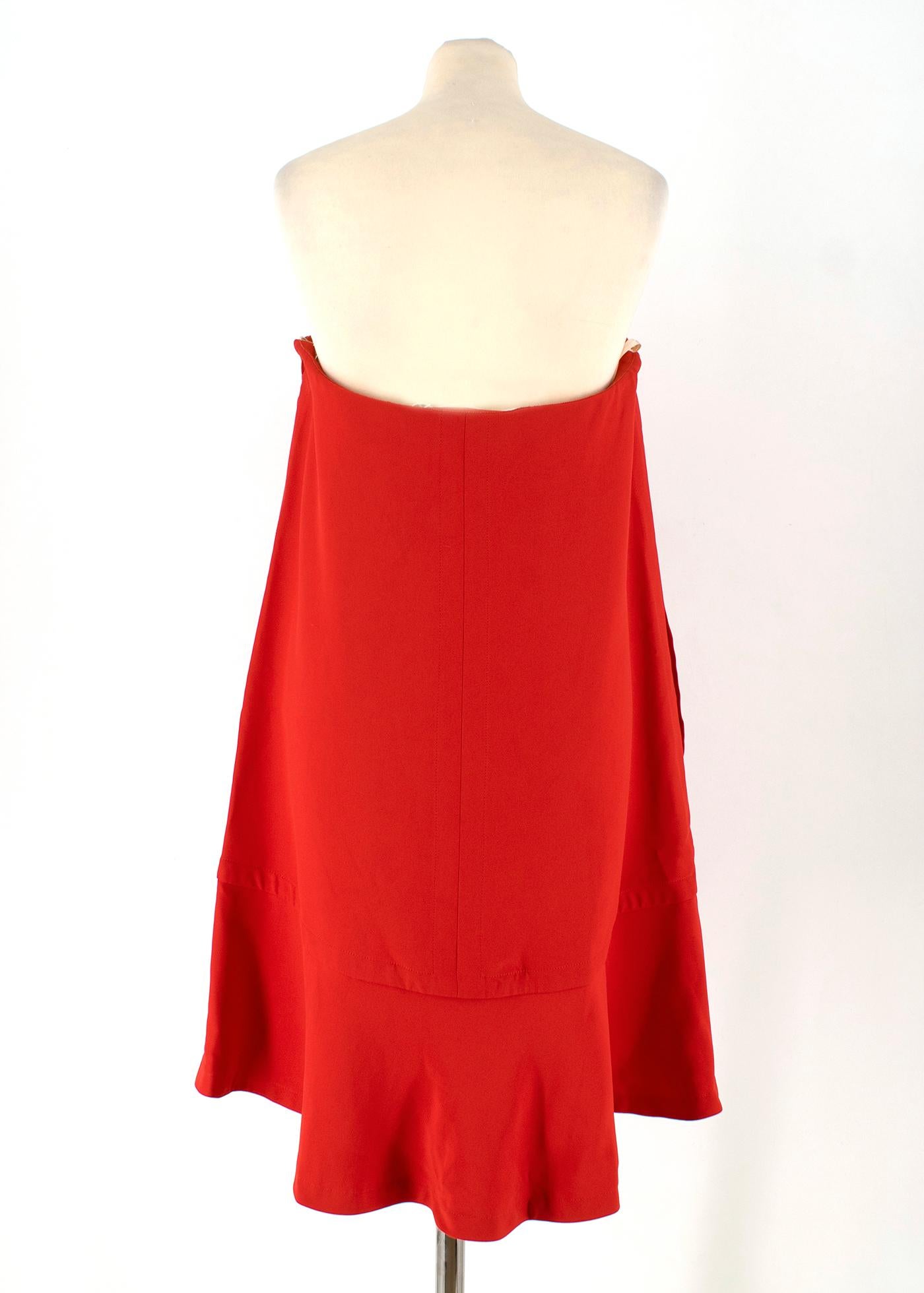 Valentino Red Strapless Silk Dress IT 44 In Excellent Condition In London, GB