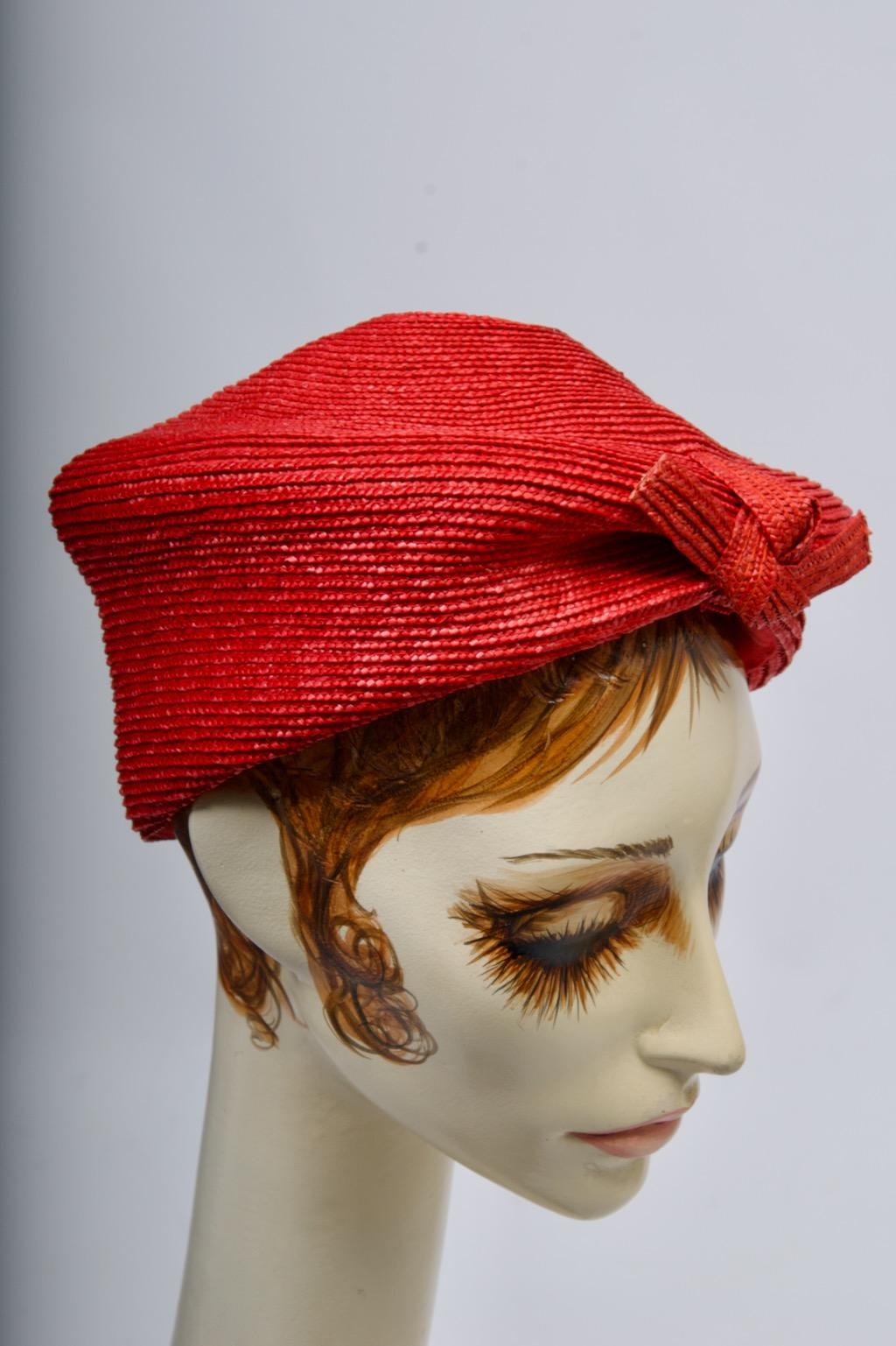 Chapeau de paille rouge Valentino en vente 2
