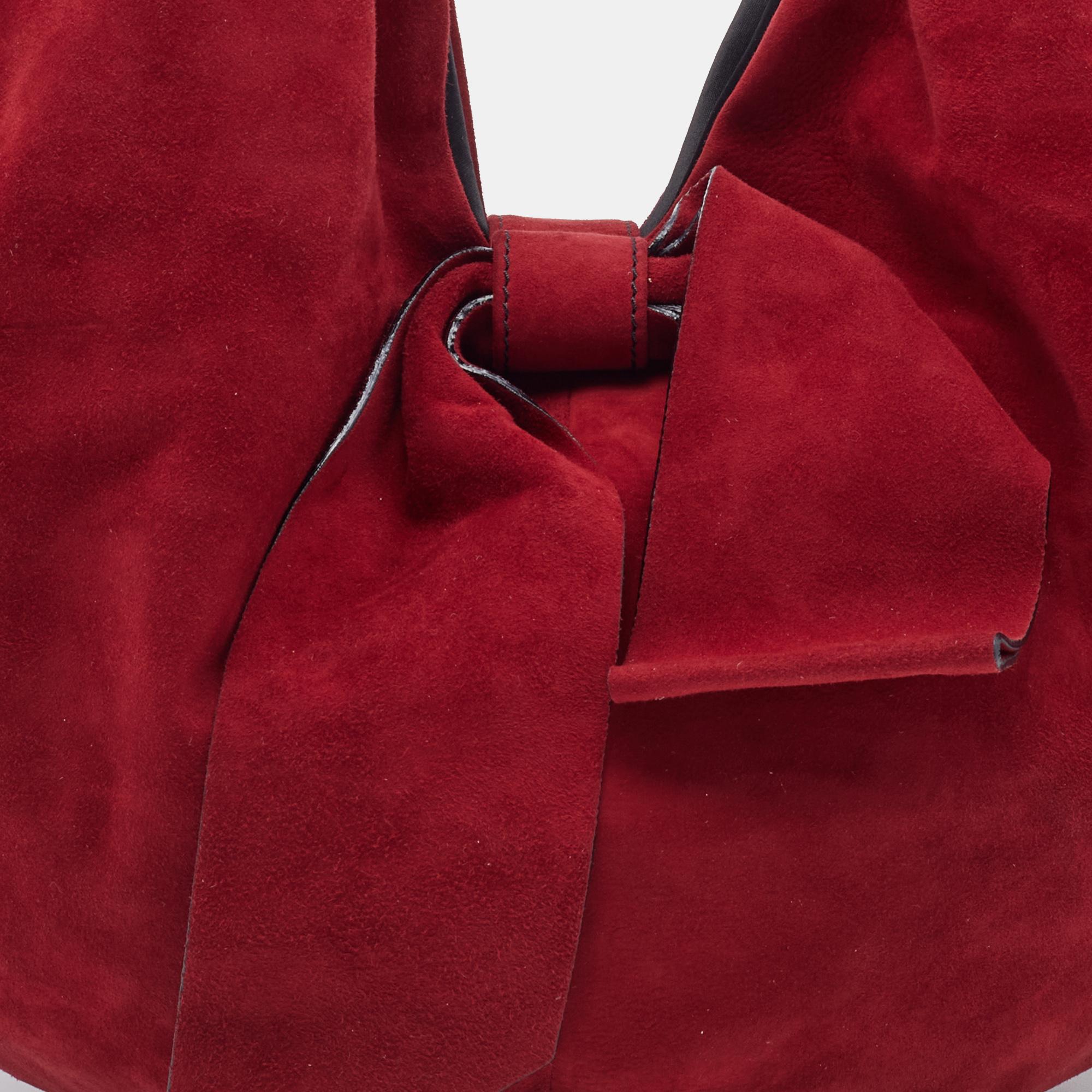 Valentino Red Suede and Leather 360 Bow Hobo 2