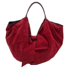 Valentino Red Suede and Leather 360 Bow Hobo