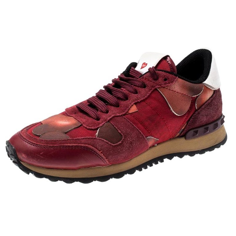 Valentino Red Suede and Leather Rockrunner L'Amour Sneakers Size 38 For ...