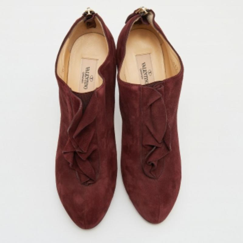 Gris Valentino Bottines en daim rouge Taille 38.5 en vente