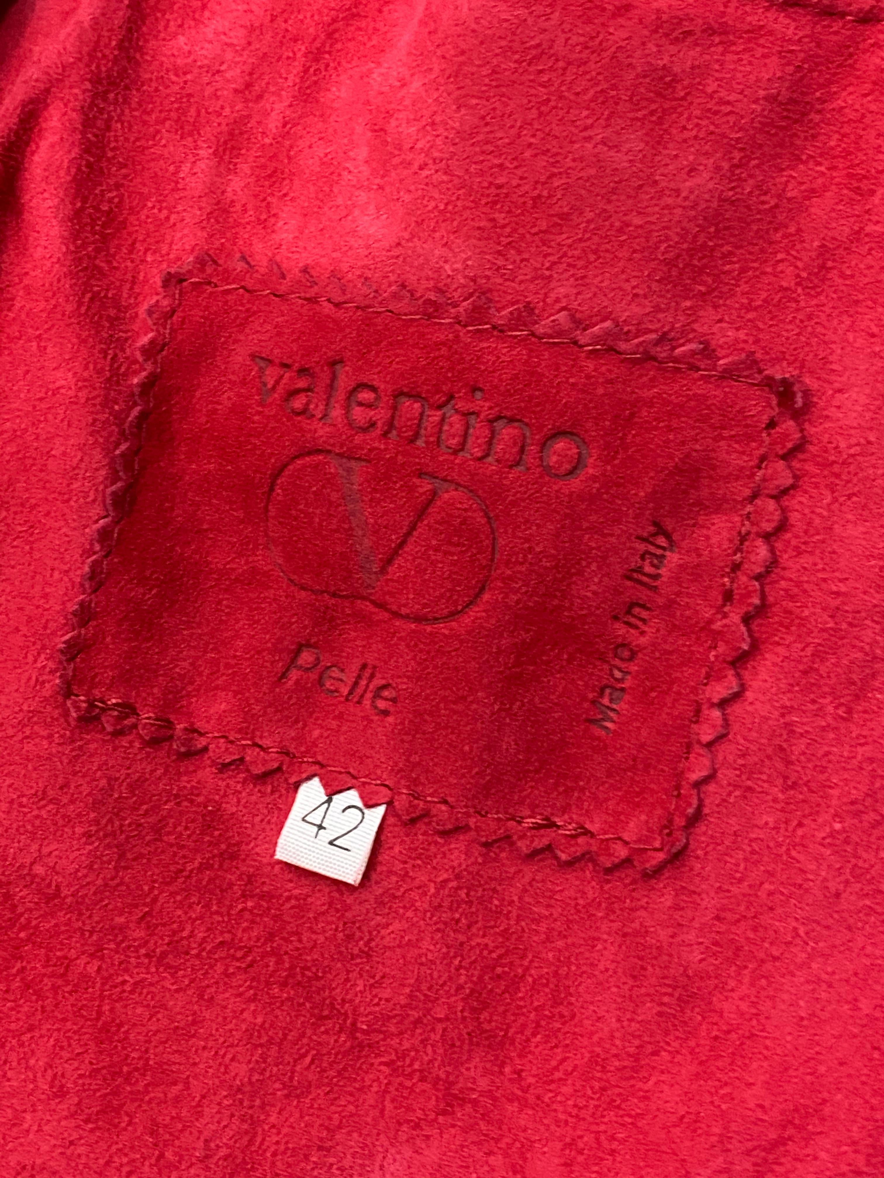 Valentino Red Suede Jacket Size 42 For Sale 8