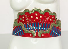 Valentino Red Suede Pop Art Statement Belt, 2016