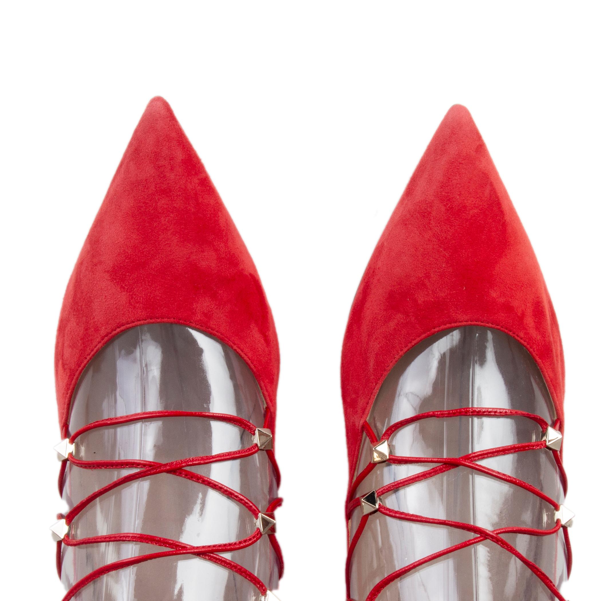 VALENTINO Chaussures à lacets RockSTUD en daim rouge 39,5 Pour femmes en vente