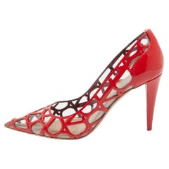 Valentino Red/Transparent Patent and PVC Pointed Toe Pumps Size  37.5