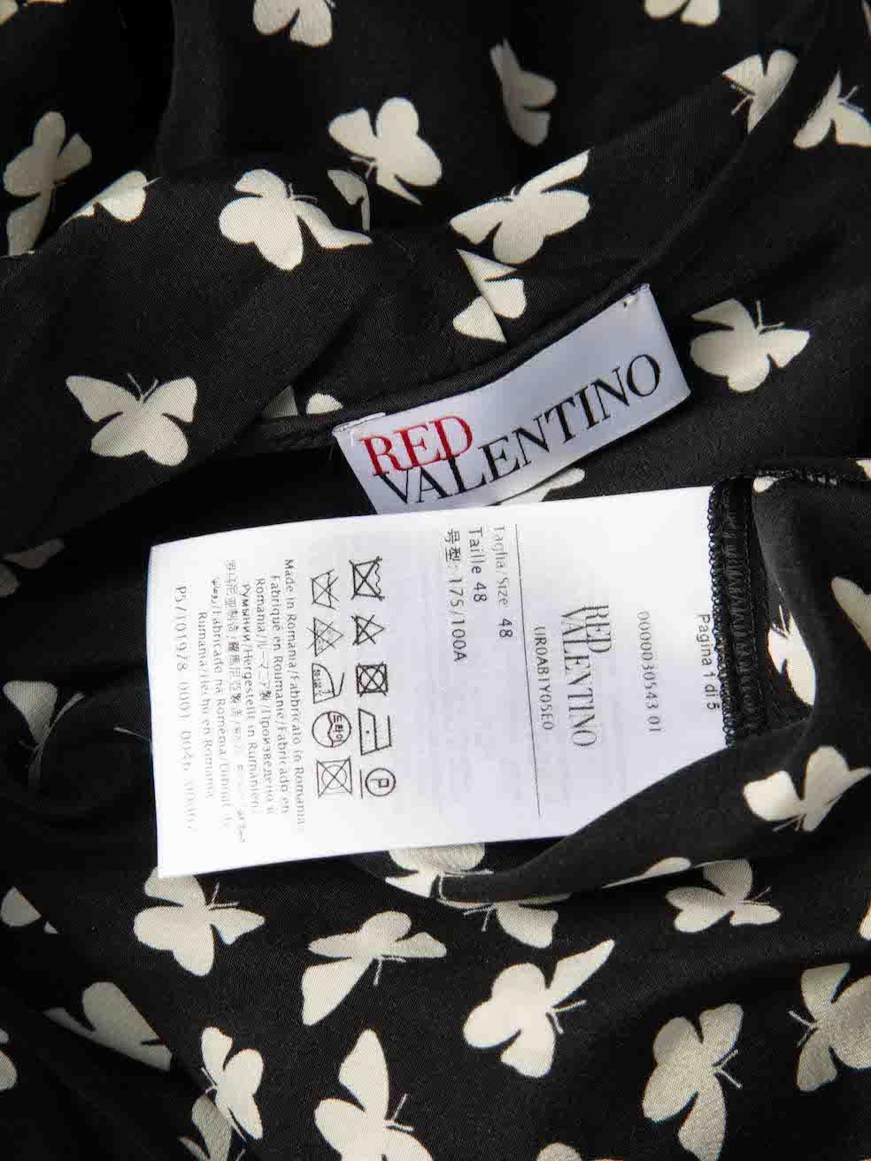 Valentino Red Valentino Black Silk Butterfly Print Blouse Size XXL For Sale 1