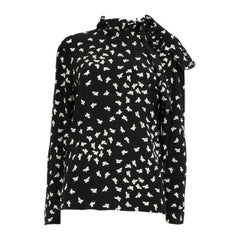 Valentino Red Valentino Black Silk Butterfly Print Blouse Size XXL