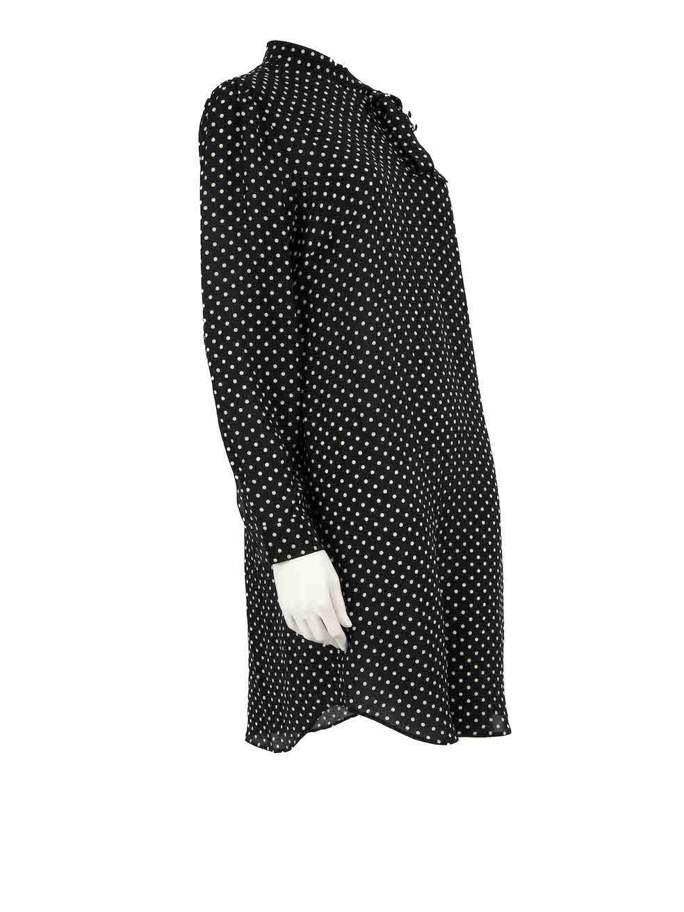 CONDITION is Very good. Hardly any visible wear to dress is evident on this used Red Valentino designer resale item.
 
 
 
 Details
 
 
 Black
 
 Silk
 
 Dress
 
 Polkadot pattern
 
 Round neck
 
 Long sleeves
 
 Knee length
 
 Back zip fastening
 
