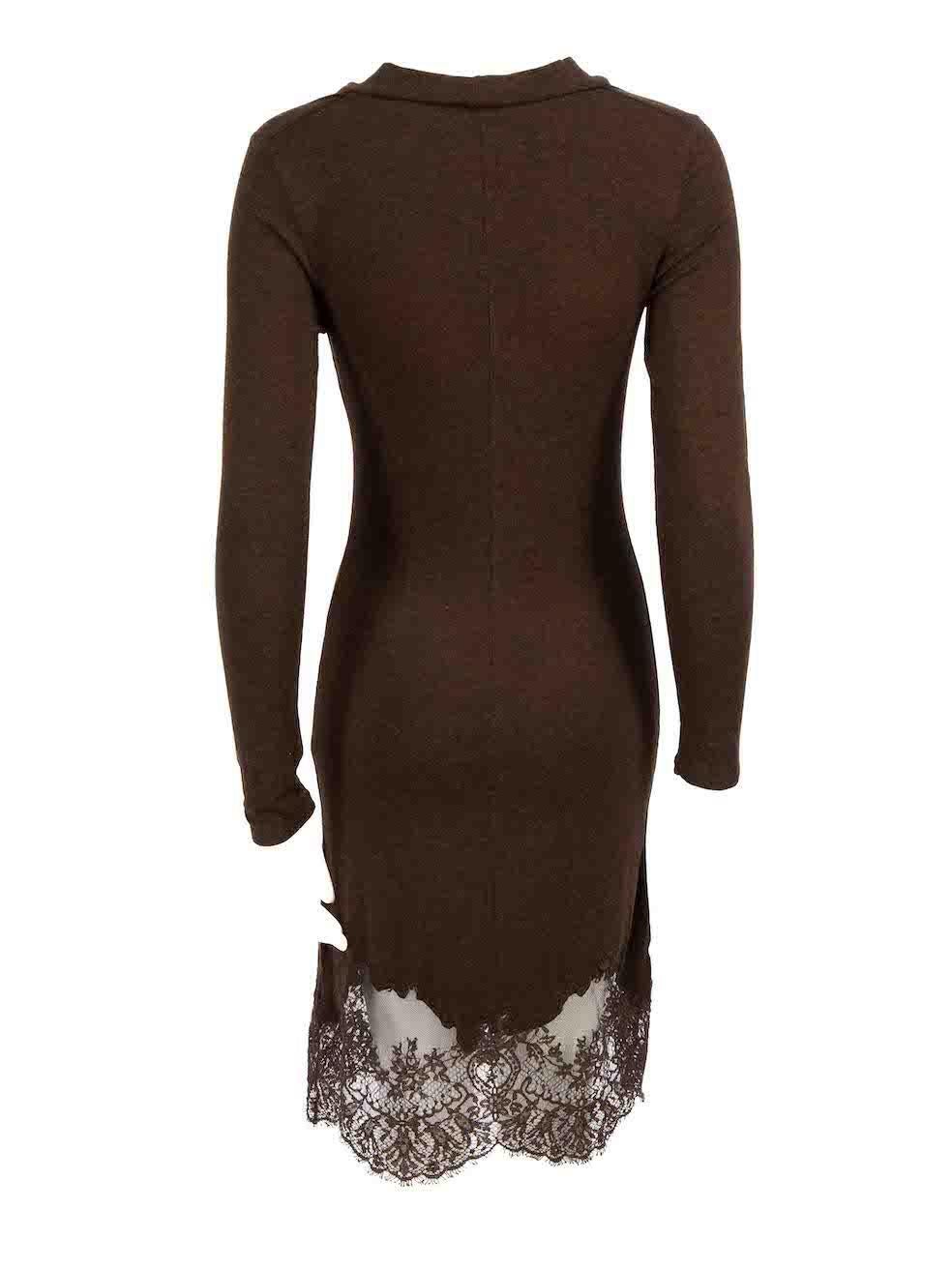 Valentino Red Valentino Brown Knit Cowl Neck Midi Dress Size M In Good Condition For Sale In London, GB
