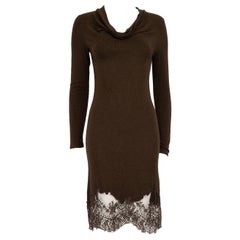 Valentino Red Valentino Brown Knit Cowl Neck Midi Dress Size M