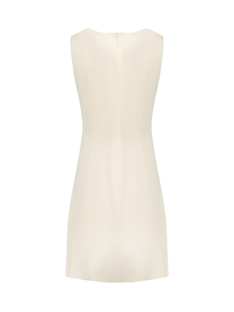 CONDITION is Very good. Minimal wear to dress is evident. Minimal discoloured marks to back of dress on this used RED Valentino designer resale item.

Details
Ecru
Viscose
Bodycon dress
Figure hugging fit
Sleeveless
Knee length
Round neckline
Front