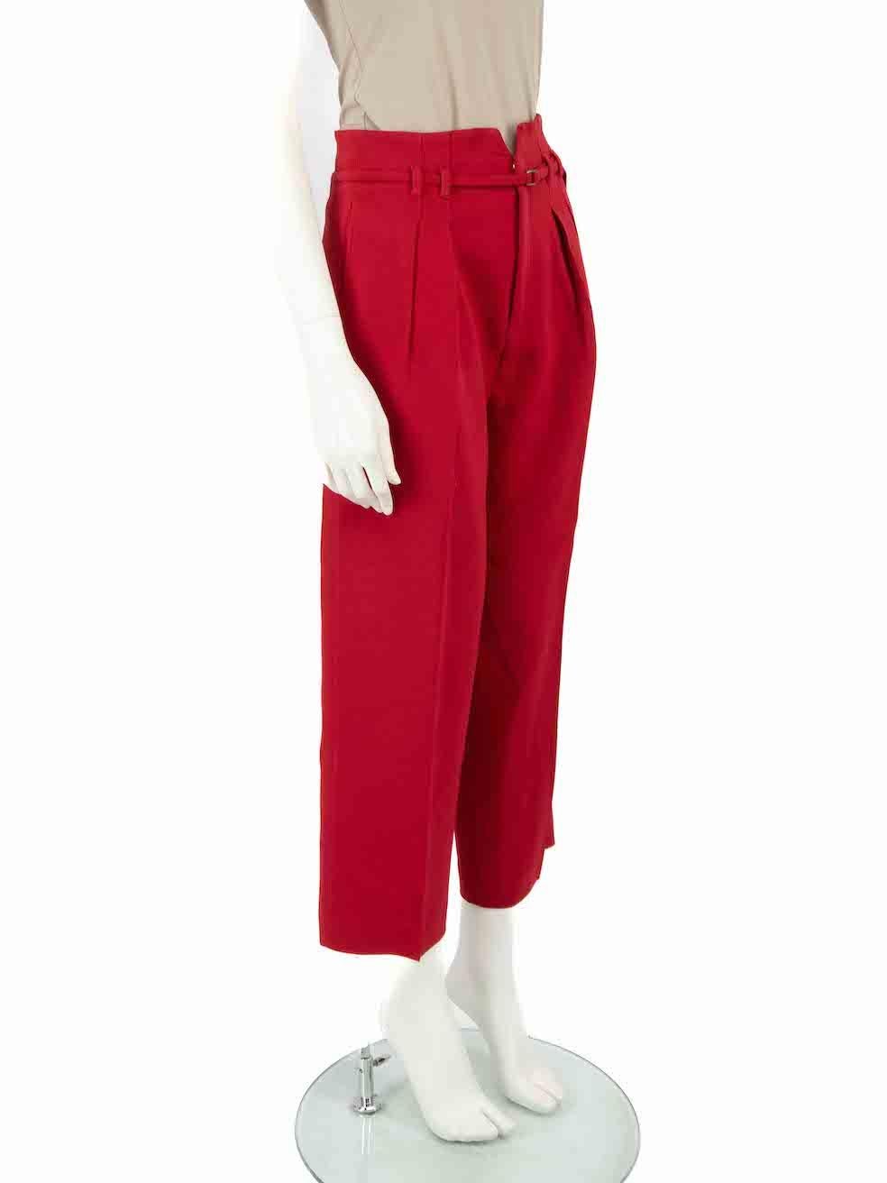 CONDITION is Very good. Minimal wear to trousers is evident. Minimal wear to the front-right leg with plucks to the weave on this used RED Valentino designer resale item.
 
 
 
 Details
 
 
 Red
 
 Synthetic
 
 Trousers
 
 Belted
 
 High rise
 
