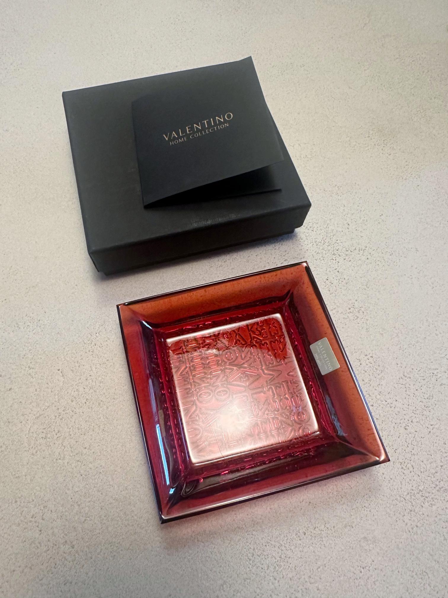 20th Century Valentino Red Vide Poche Change Tray or Ashtray For Sale