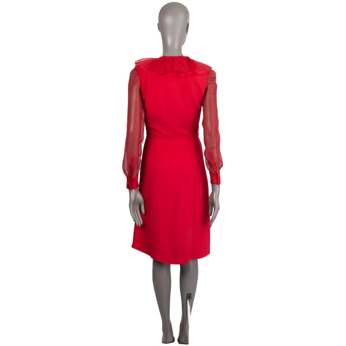 red ruffle sleeve dress
