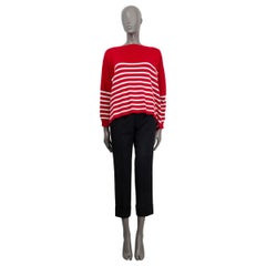 VALENTINO red & white cotton 2021 STRIPED OVERSIZED Sweater XS