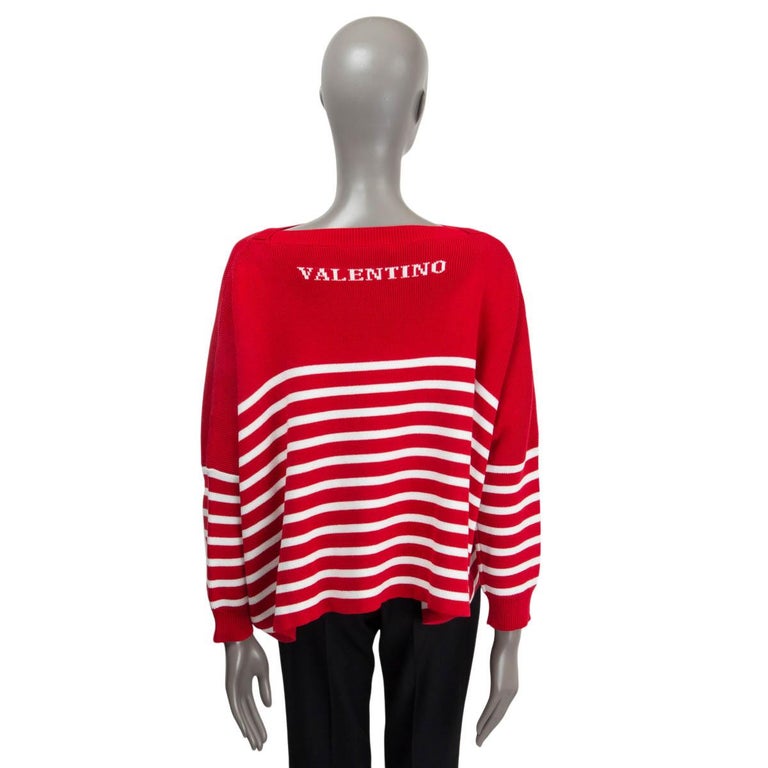 VALENTINO red and white cotton 2021 STRIPED OVERSIZED Sweater XS For Sale  at 1stDibs | red and white striped sweater, parisienne cream crewneck,  oversized red sweater
