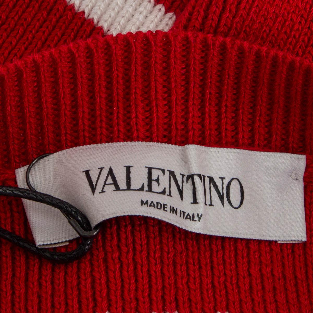 Red VALENTINO red & white cotton 2021 STRIPED OVERSIZED Sweater XS For Sale