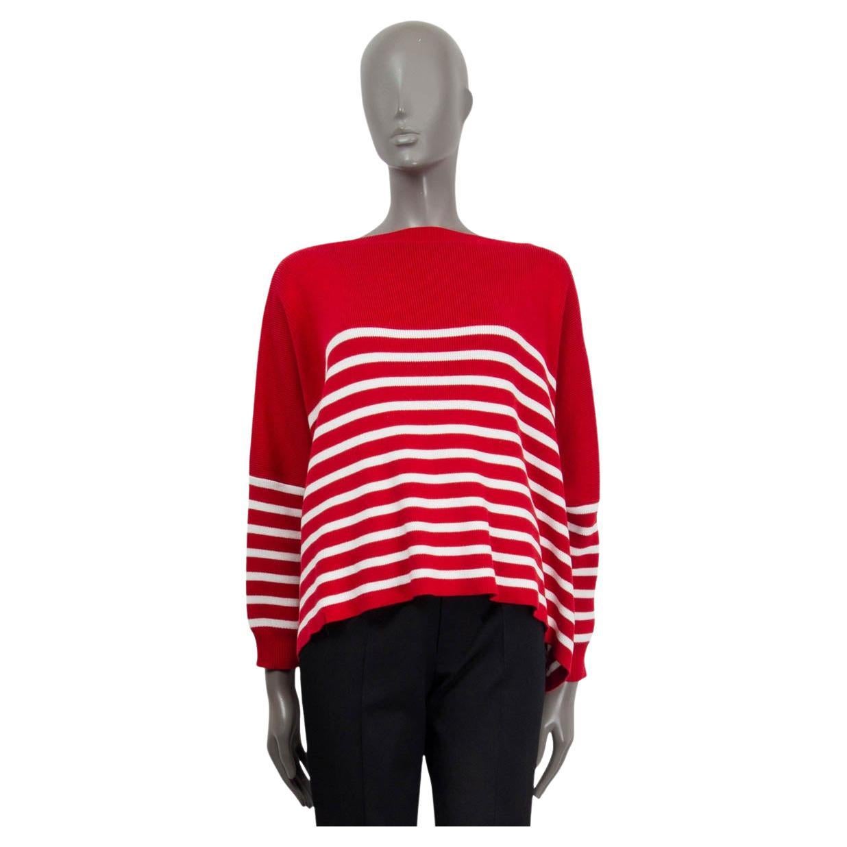 VALENTINO Pull rouge et blanc en coton STRIPED OVERSIZED 2021 XS