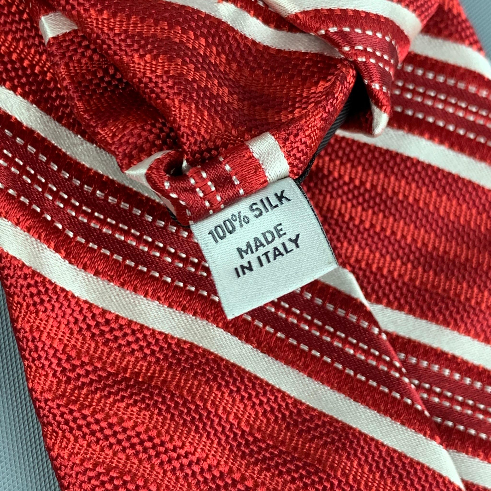 Men's VALENTINO Red White Diagonal Stripe Silk Neck Tie