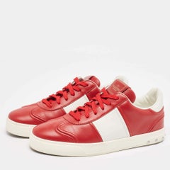 Valentino Red/White Leather Fly Crew Low Top Sneakers Size 40.5