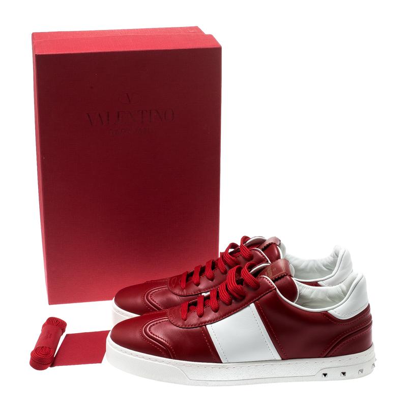 Valentino Red/White Leather Fly Crew Low Top Sneakers Size 40.5 3