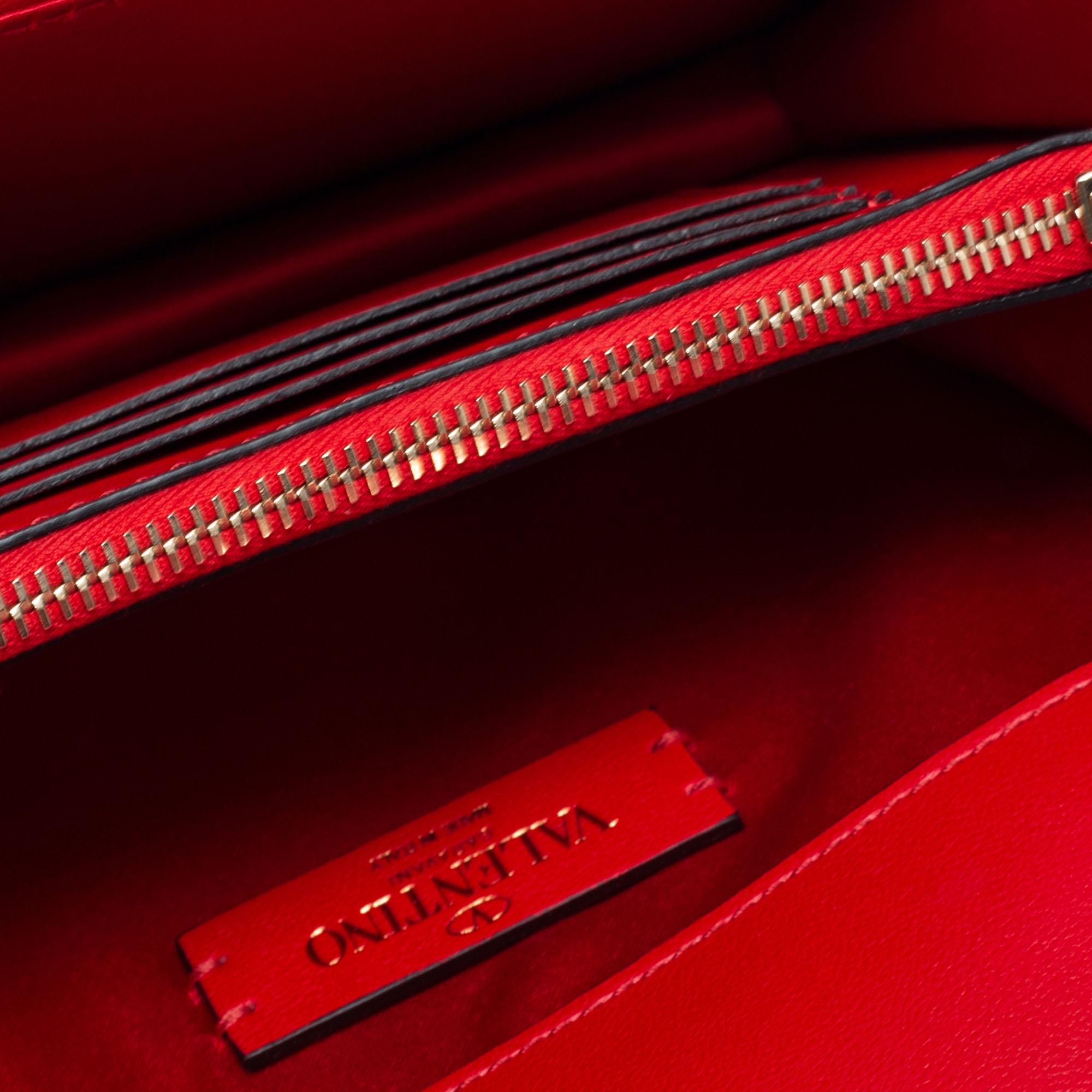 Valentino Red/White Leather VLOGO Inlay Chain Bag 5