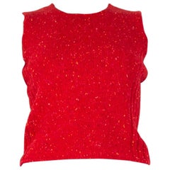 VALENTINO red wool blend BOUCLE Sleeveless Sweater S
