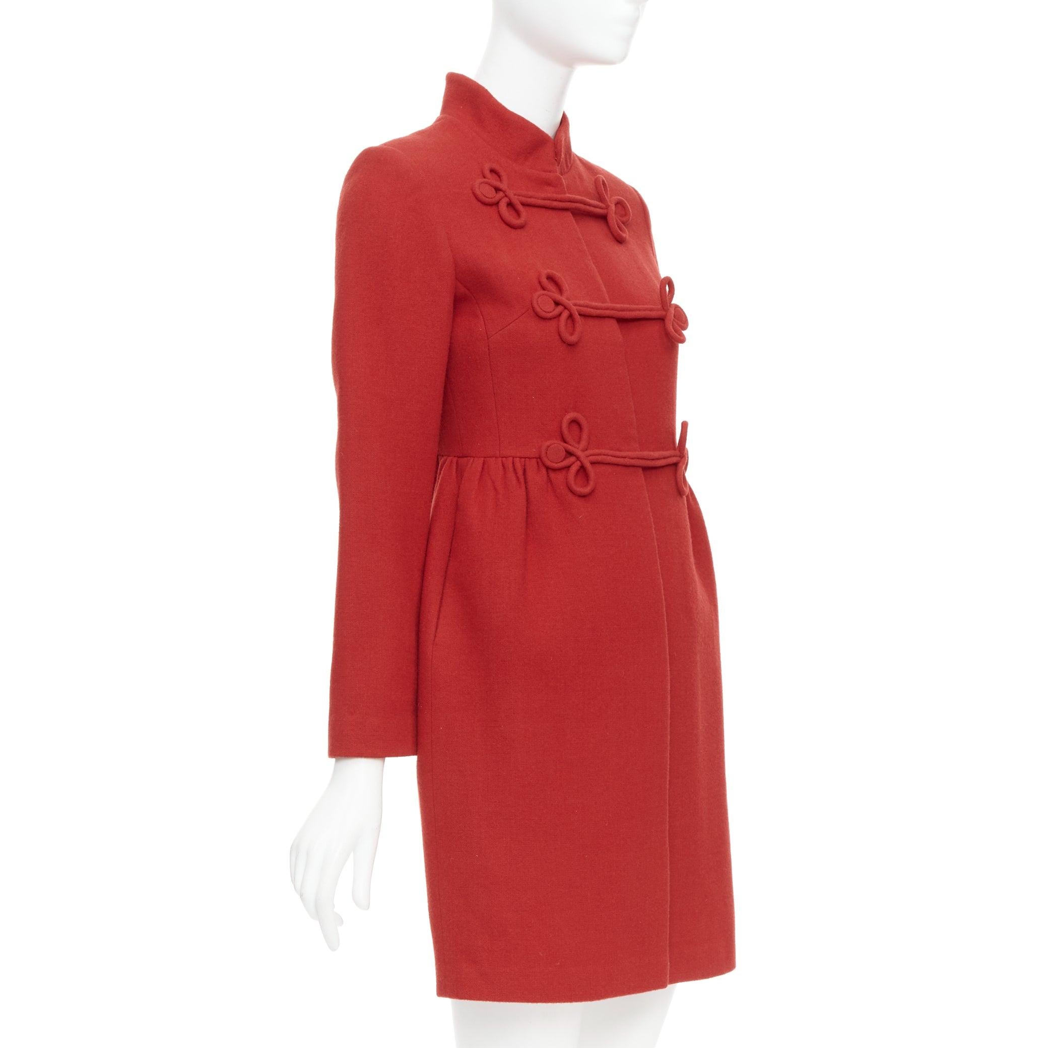 Women's VALENTINO red wool Chinoiserie knot button double breasted coat IT38 XS For Sale