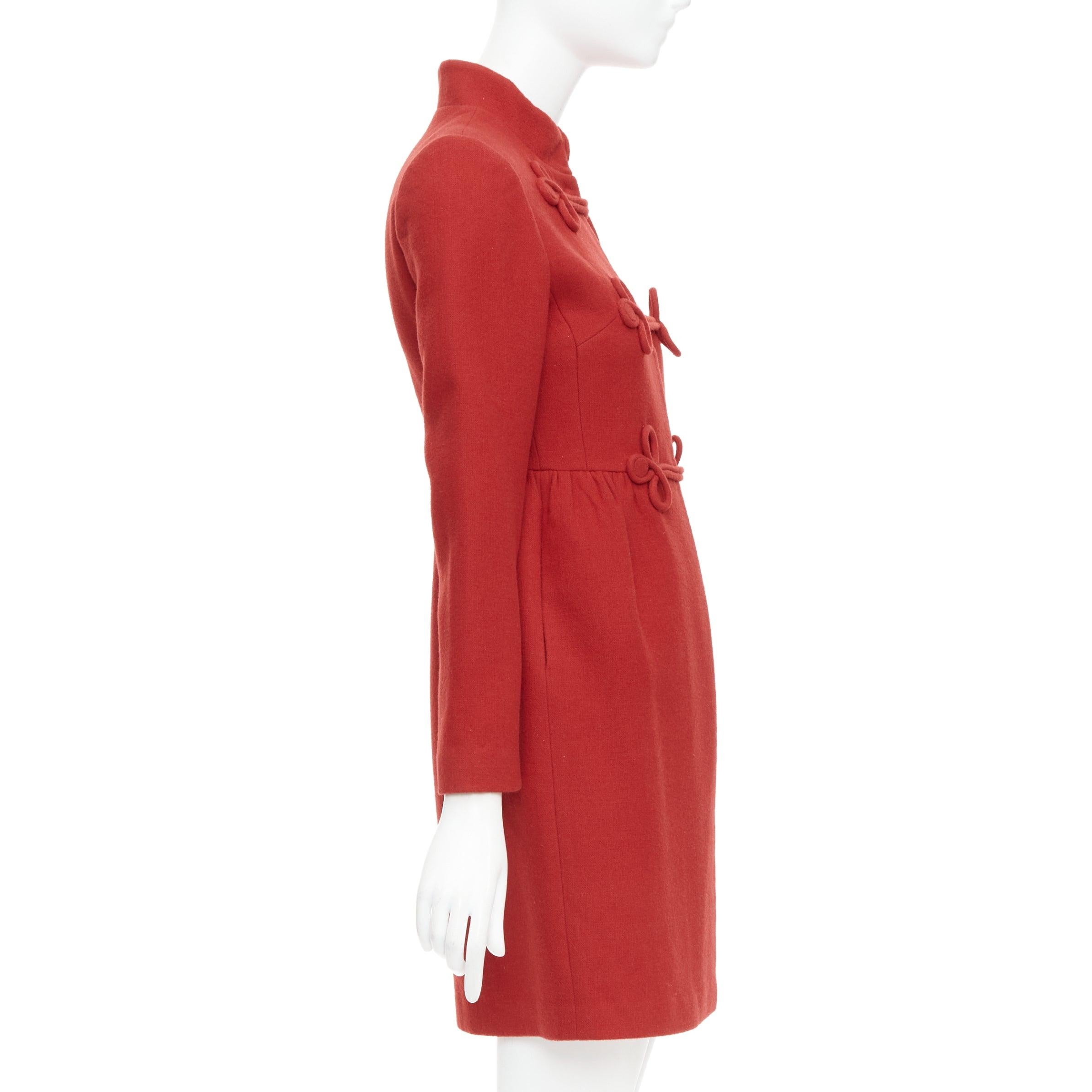 VALENTINO red wool Chinoiserie knot button double breasted coat IT38 XS For Sale 1