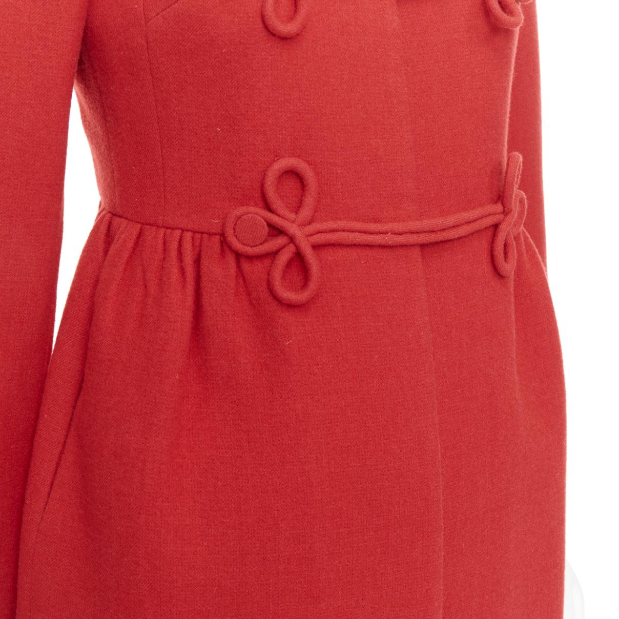 VALENTINO red wool Chinoiserie knot button double breasted coat IT38 XS For Sale 4
