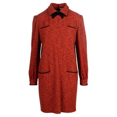 Valentino Rotes Kleid mit Wollkragen und Schleife - 80er Jahre