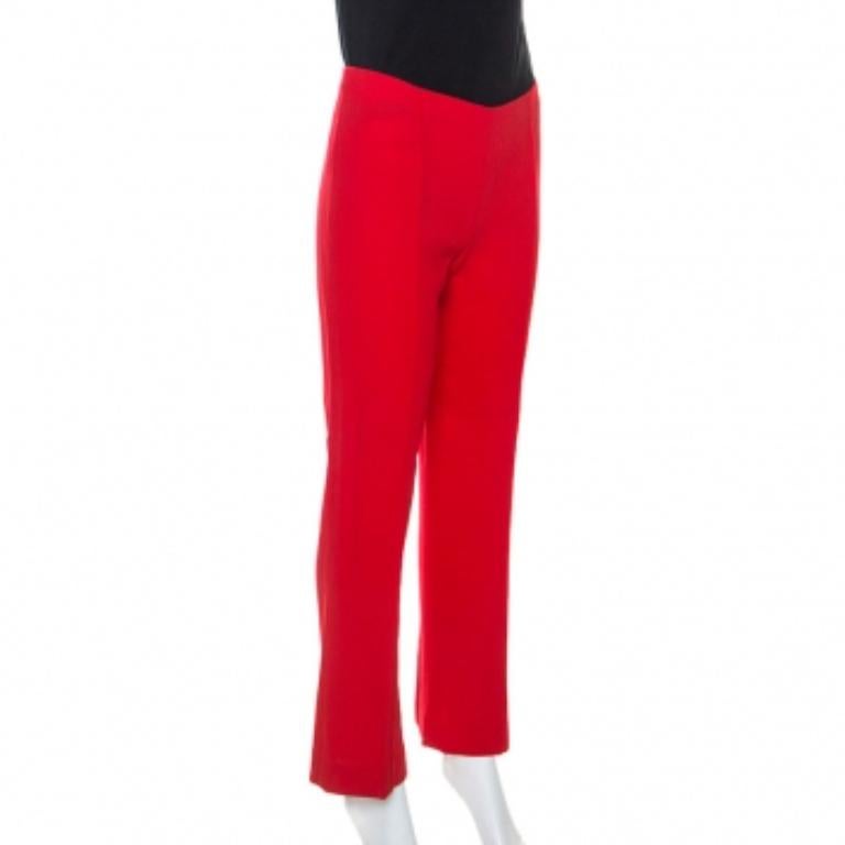 Valentino Red Wool Crepe Tailored Trousers M Rojo en venta