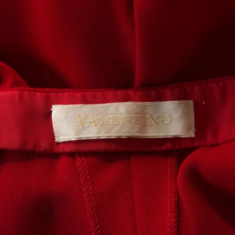 De las mujeres Valentino Red Wool Crepe Tailored Trousers M en venta