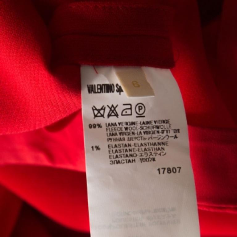 Valentino Red Wool Crepe Tailored Trousers M en venta 1