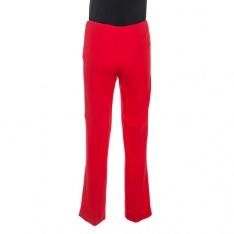 Valentino Red Wool Crepe Tailored Trousers M en venta 2