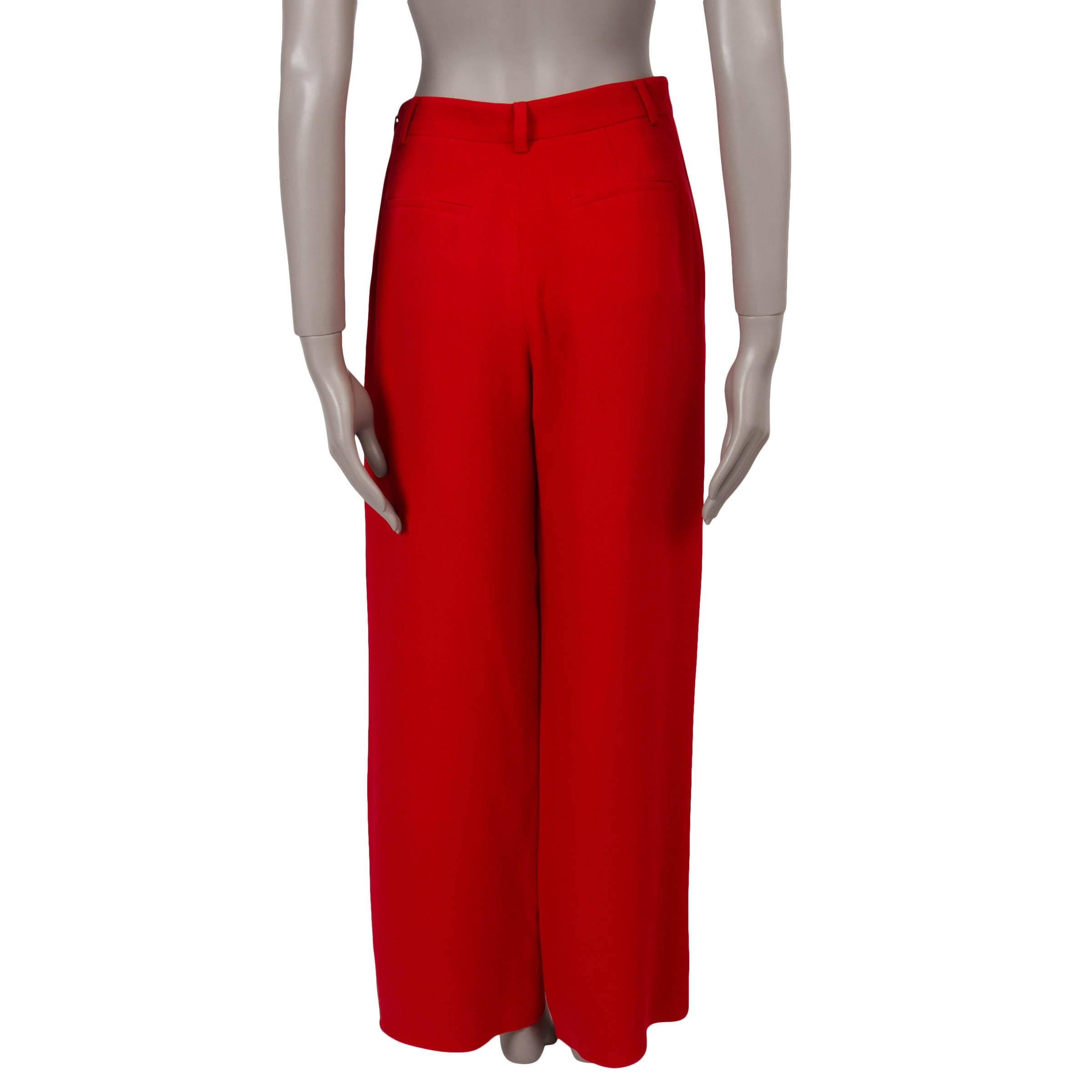 Red VALENTINO red wool GRISAILLES WIDE-LEG Jeans Pants XS For Sale