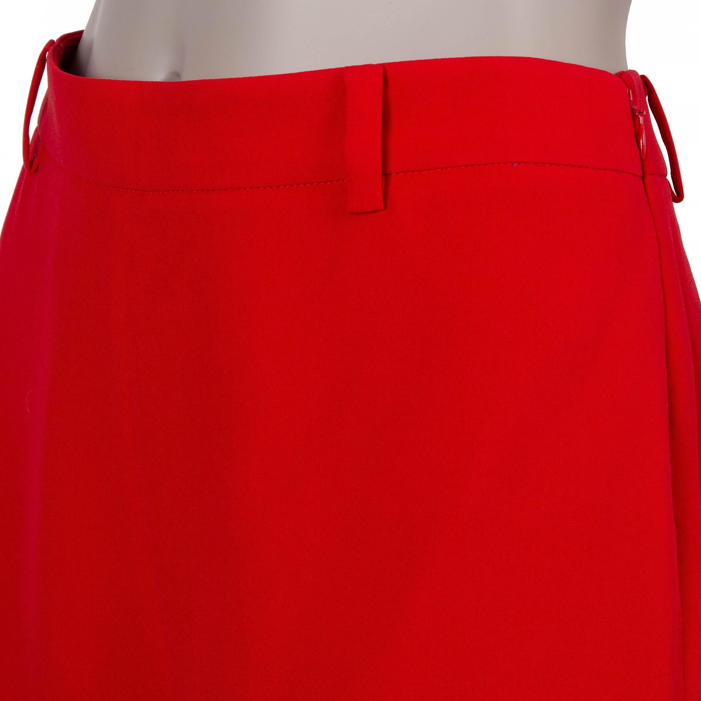 VALENTINO red wool GRISAILLES WIDE-LEG Jeans Pants XS In Excellent Condition For Sale In Zürich, CH