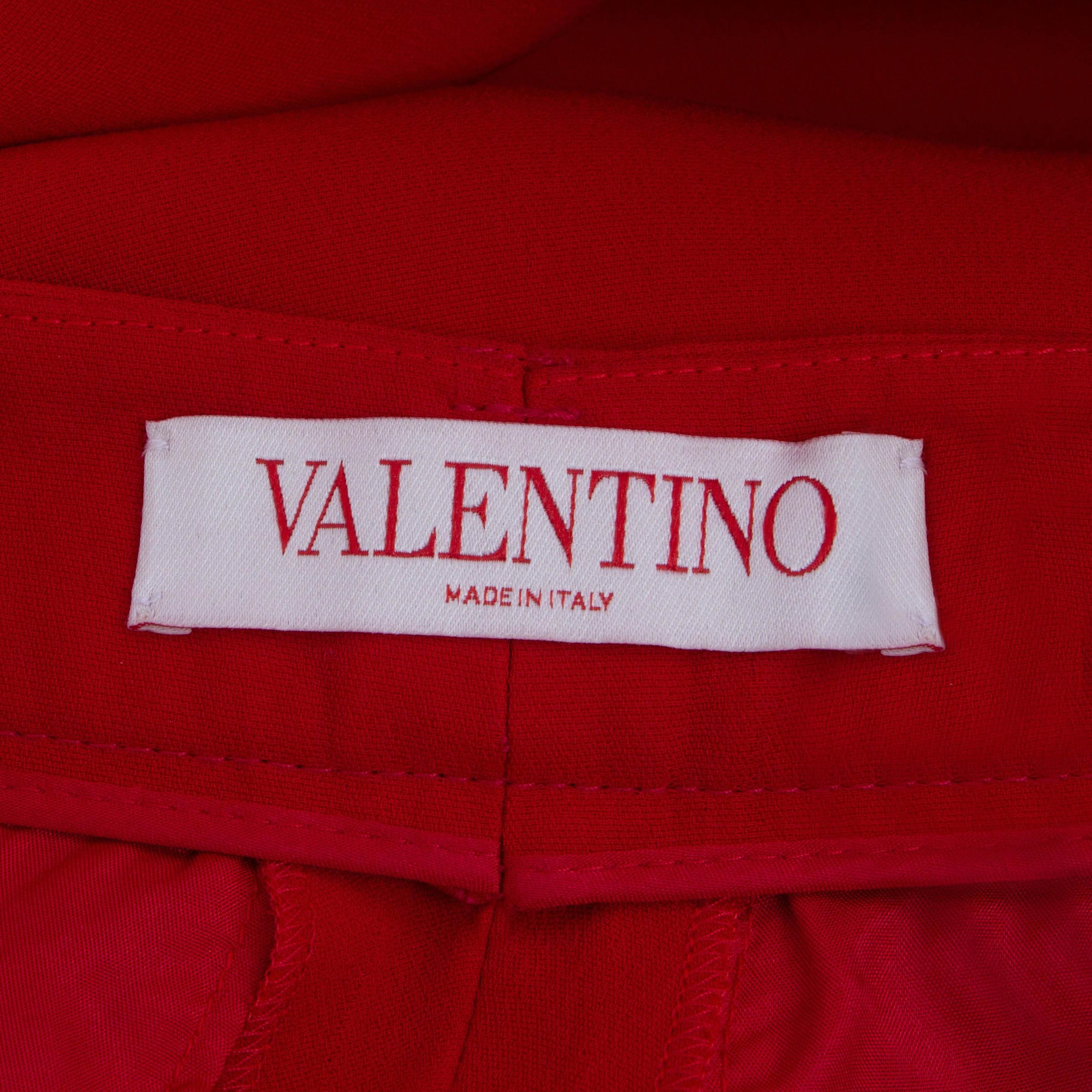 Women's VALENTINO red wool GRISAILLES WIDE-LEG Jeans Pants XS For Sale