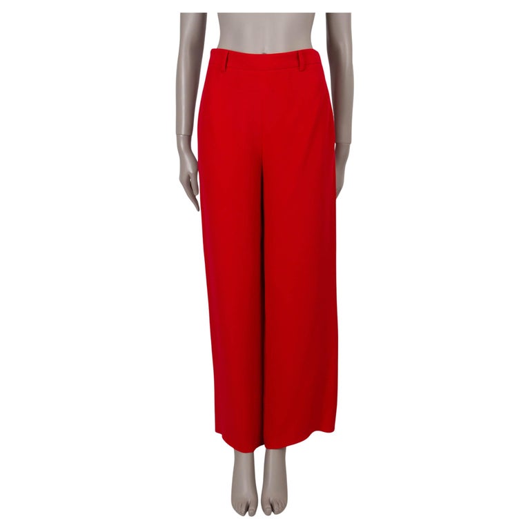 VALENTINO red wool GRISAILLES WIDE-LEG Jeans Pants XS For Sale at 1stDibs