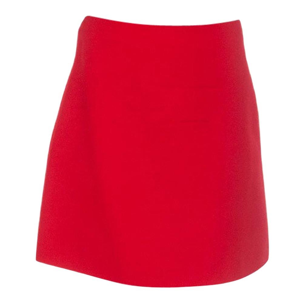 VALENTINO red wool & silk A-Line Short Skirt 40 S