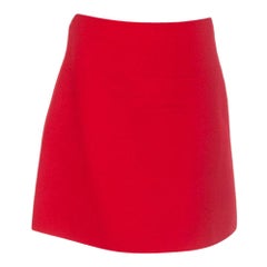 VALENTINO red wool & silk A-Line Short Skirt 40 S