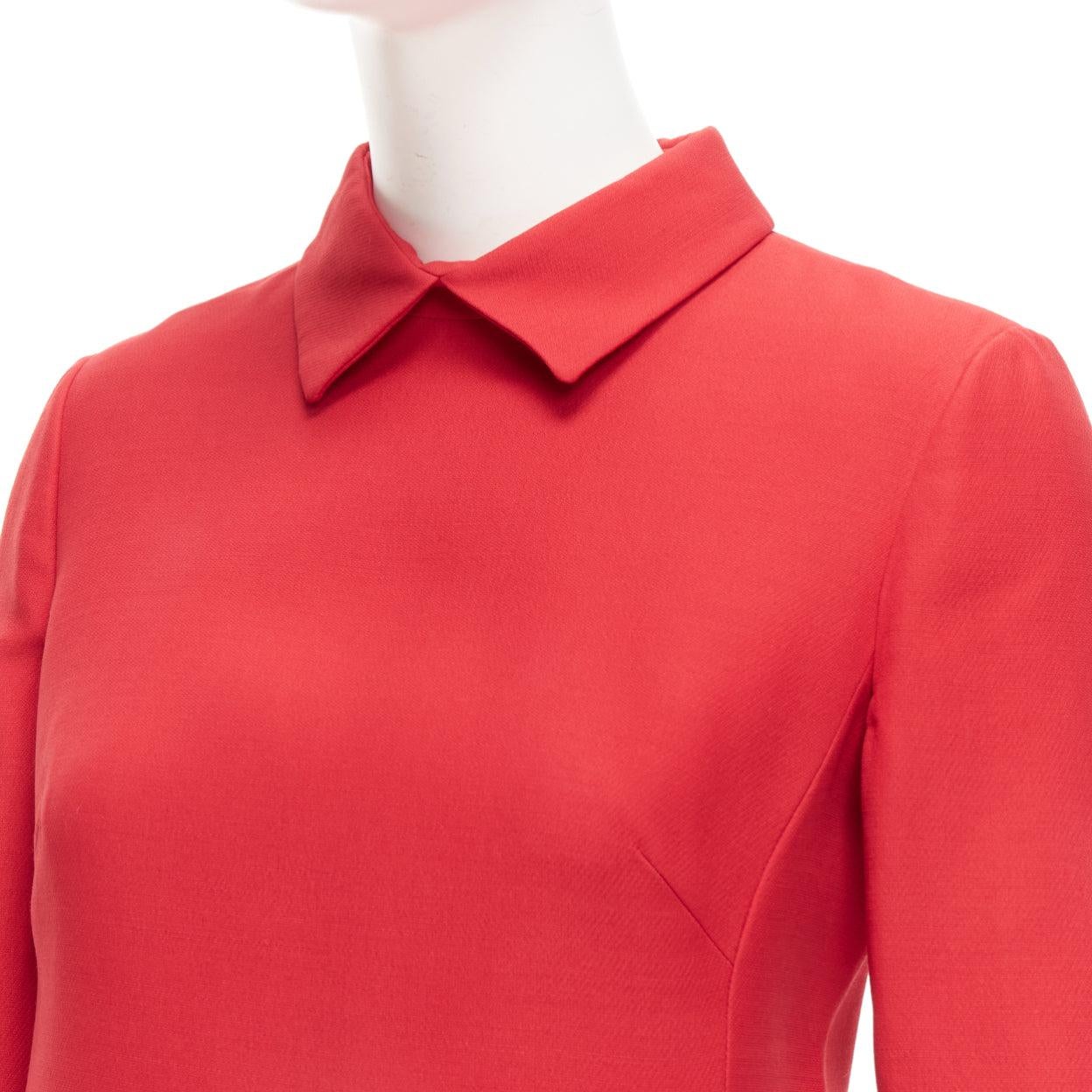 VALENTINO red wool silk crepe collared long sleeve A-line dress IT40 S
Reference: LACG/A00403
Brand: Valentino
Designer: Pier Paolo Piccioli
As seen on: Lias Cant
Material: Wool, Silk
Color: Red
Pattern: Solid
Closure: Zip
Lining: Red Silk
Extra