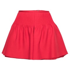 Valentino - Short plissé en laine et soie rouge, taille S