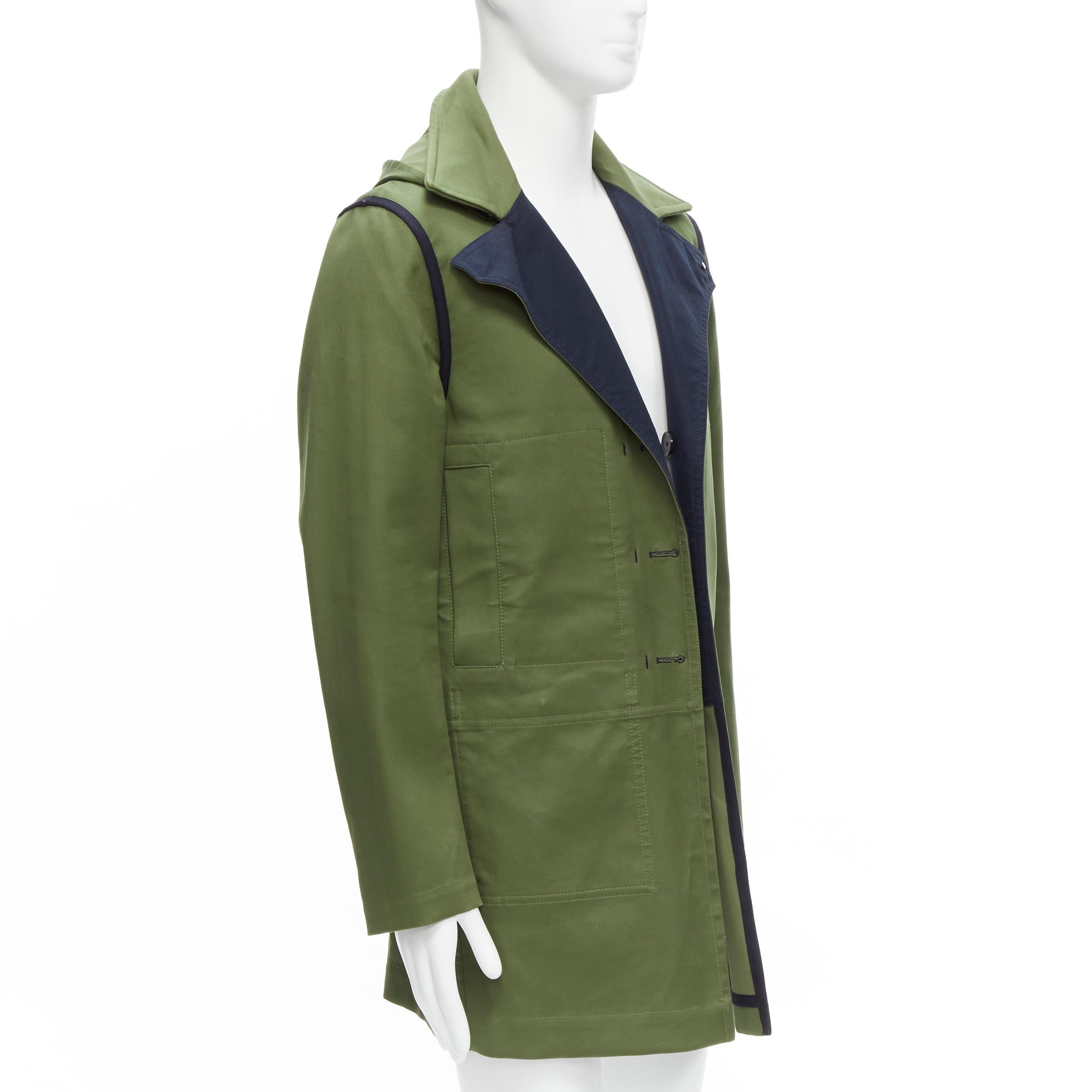 VALENTINO Reversible green navy cotton poplin oversized collar mid coat EU48 M
Reference: YNWG/A00088
Brand: Valentino
Designer: Pier Paolo Piccioli
Material: Cotton, Blend
Color: Green, Navy
Pattern: Solid
Closure: Button
Lining: Fabric
Extra